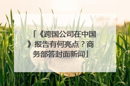 《跨国公司在中国》报告有何亮点？商务部答封面新闻