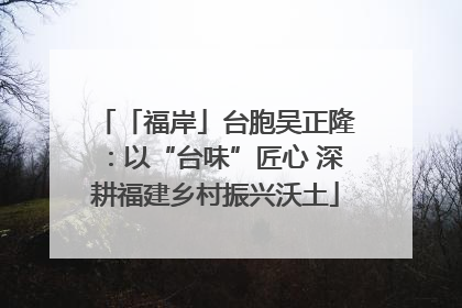 「福岸」台胞吴正隆：以“台味”匠心 深耕福建乡村振兴沃土