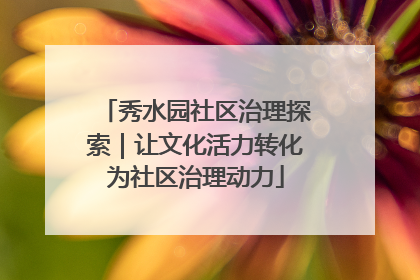 秀水园社区治理探索｜让文化活力转化为社区治理动力