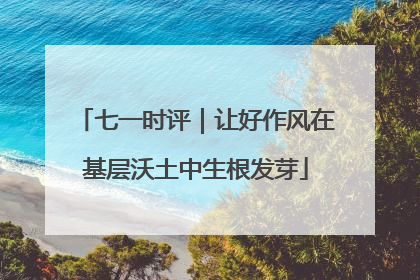 七一时评｜让好作风在基层沃土中生根发芽