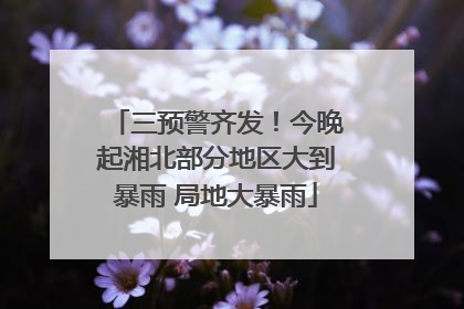 三预警齐发！今晚起湘北部分地区大到暴雨 局地大暴雨
