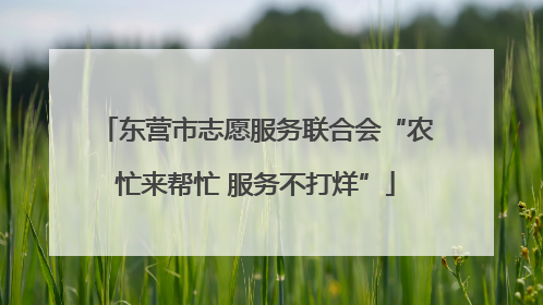 东营市志愿服务联合会“农忙来帮忙 服务不打烊”