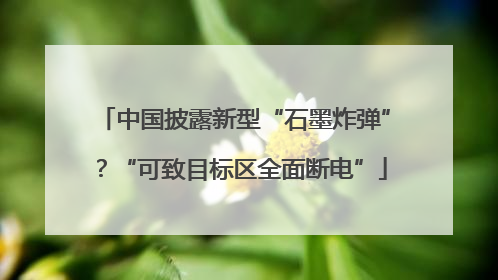 中国披露新型“石墨炸弹”？“可致目标区全面断电”