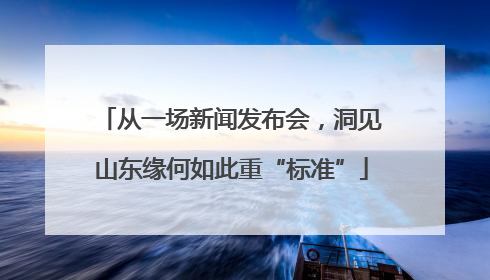 从一场新闻发布会，洞见山东缘何如此重“标准”
