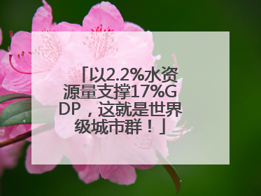 以2.2%水资源量支撑17%GDP，这就是世界级城市群！