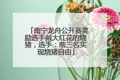 南宁龙舟公开赛奖励选手戴大红花的烧猪，选手：前三名实现烧猪自由