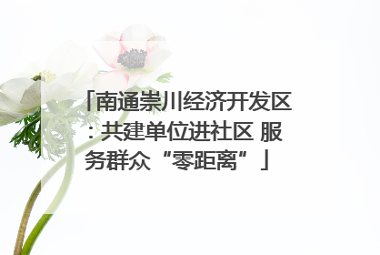 南通崇川经济开发区：共建单位进社区 服务群众“零距离”
