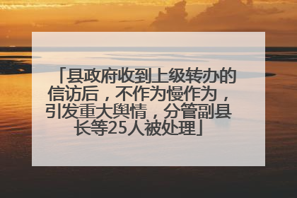 县政府收到上级转办的信访后，不作为慢作为，引发重大舆情，分管副县长等25人被处理