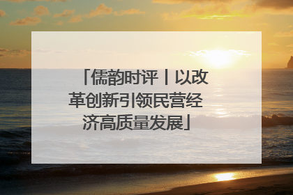 儒韵时评丨以改革创新引领民营经济高质量发展