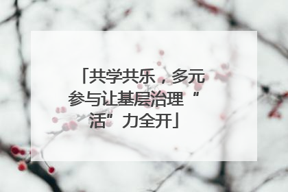 共学共乐，多元参与让基层治理“活”力全开