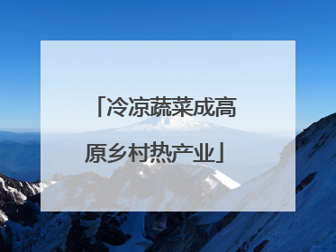 冷凉蔬菜成高原乡村热产业