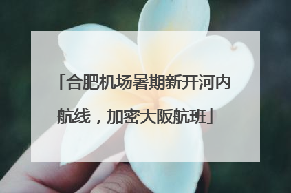 合肥机场暑期新开河内航线，加密大阪航班