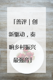 善评｜创新驱动，奏响乡村振兴最强音