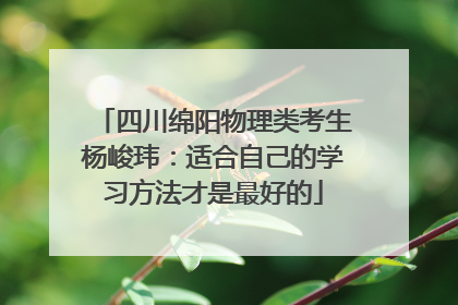 四川绵阳物理类考生杨峻玮：适合自己的学习方法才是最好的
