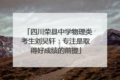 四川荣县中学物理类考生刘昊轩：专注是取得好成绩的前提