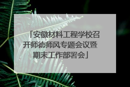 安徽材料工程学校召开师德师风专题会议暨期末工作部署会