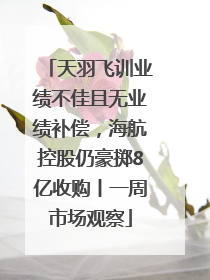 天羽飞训业绩不佳且无业绩补偿，海航控股仍豪掷8亿收购丨一周市场观察
