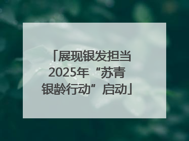 展现银发担当 2025年“苏青银龄行动”启动