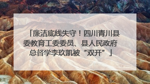 廉洁底线失守！四川青川县委教育工委委员、县人民政府总督学李玖凯被“双开”