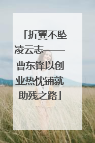 折翼不坠凌云志——曹东锋以创业热忱铺就助残之路