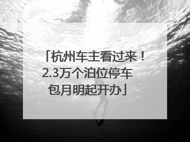 杭州车主看过来！2.3万个泊位停车包月明起开办