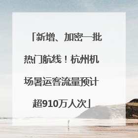 新增、加密一批热门航线！杭州机场暑运客流量预计超910万人次