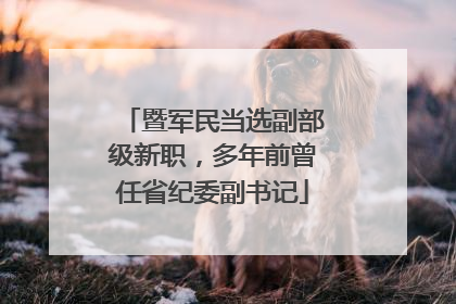 暨军民当选副部级新职，多年前曾任省纪委副书记