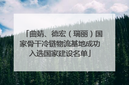 曲靖、德宏（瑞丽）国家骨干冷链物流基地成功入选国家建设名单