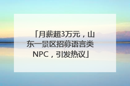 月薪超3万元，山东一景区招募语言类NPC，引发热议