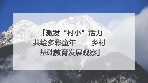 激发“村小”活力 共绘多彩童年——乡村基础教育发展观察