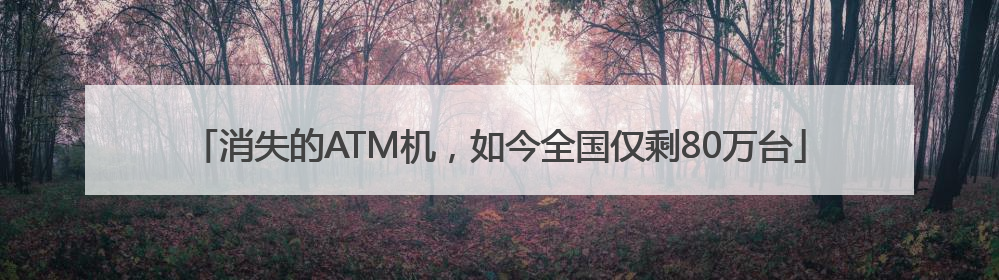 消失的ATM机，如今全国仅剩80万台