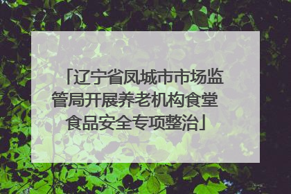 辽宁省凤城市市场监管局开展养老机构食堂食品安全专项整治