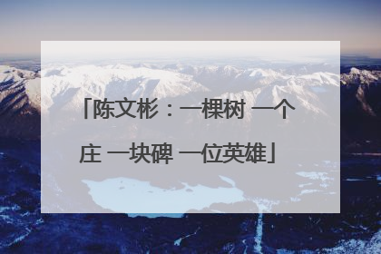 陈文彬：一棵树 一个庄 一块碑 一位英雄