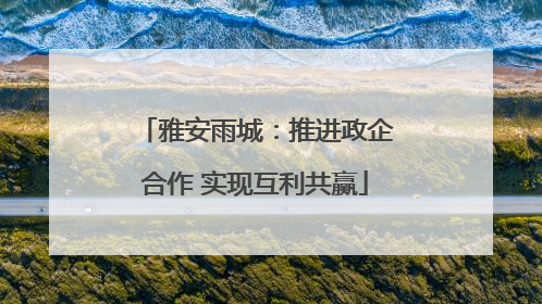 雅安雨城：推进政企合作 实现互利共赢
