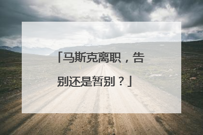 马斯克离职，告别还是暂别？