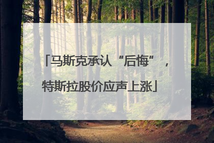 马斯克承认“后悔”，特斯拉股价应声上涨