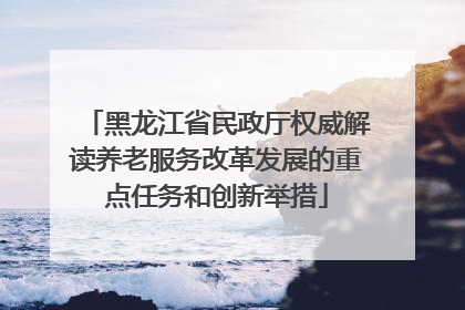 黑龙江省民政厅权威解读养老服务改革发展的重点任务和创新举措
